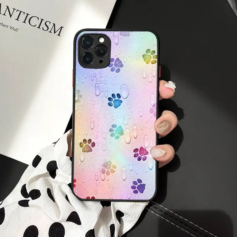 

Comic Dog Foot Paw Phone Case Matte Transparent for iPhone 7 8 11 12 s mini pro X XS XR MAX Plus cover funda shell shell