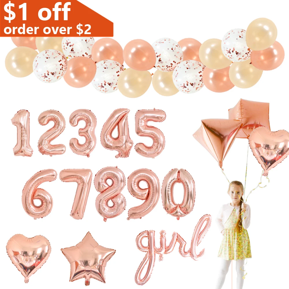 Воздушные шары из фольги с надписью на день рождения розовое золото|Воздушные и