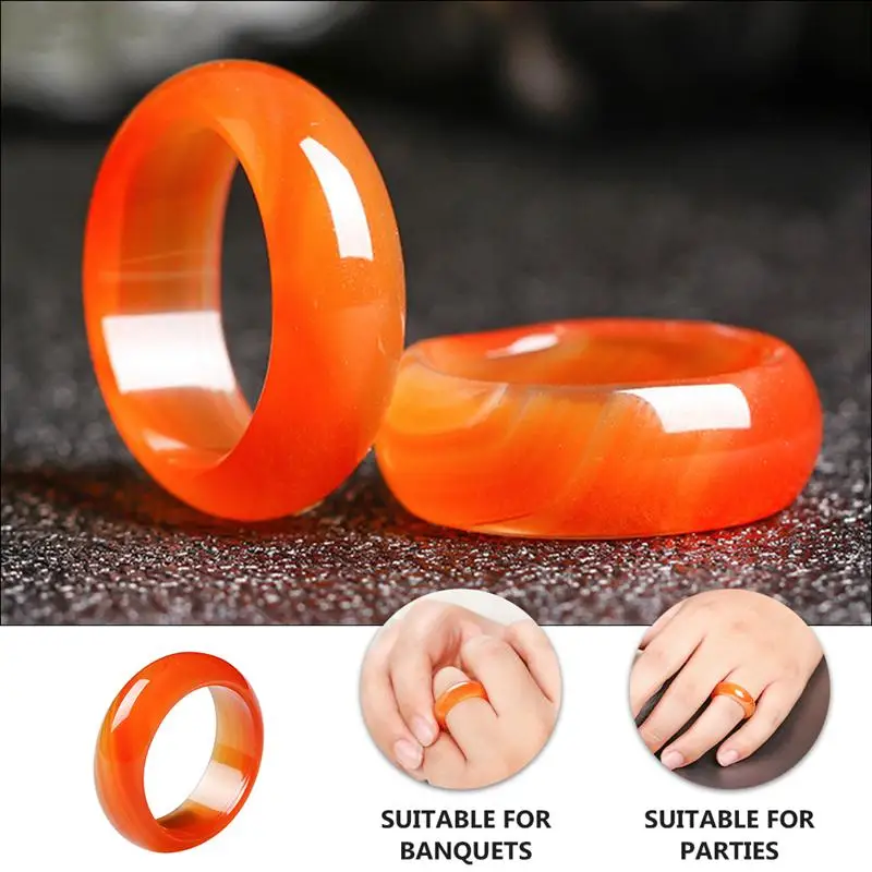 Red Carnelian Crystal Ring Natural Agate Plain Band for Women and Girls Fashion Jewelry | Украшения и аксессуары