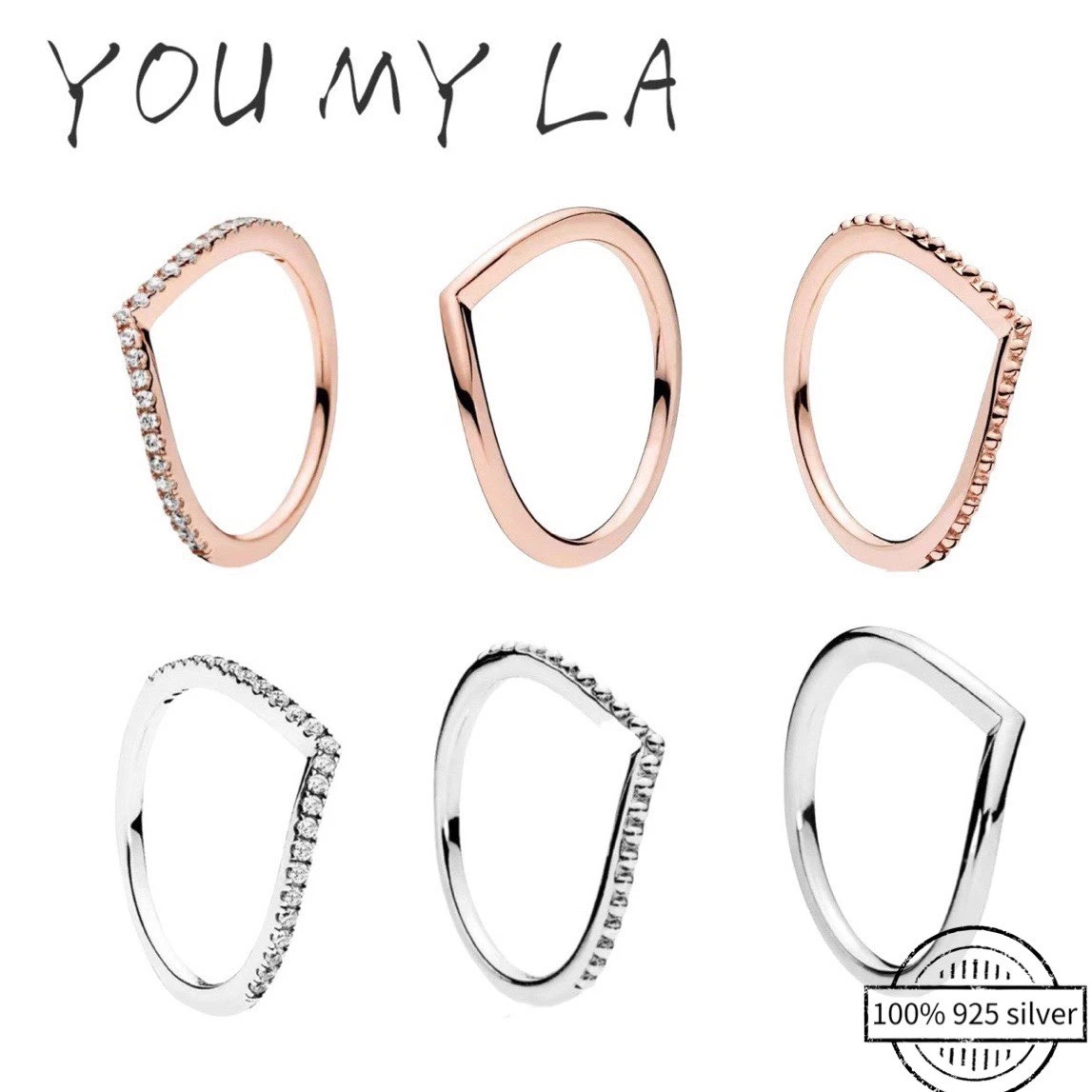 

Hot Sale Authentic 925 Sterling Silver Ring Rose Golden Fine Jewelry Ring For Women Trend Rings Valentine's Day Gift