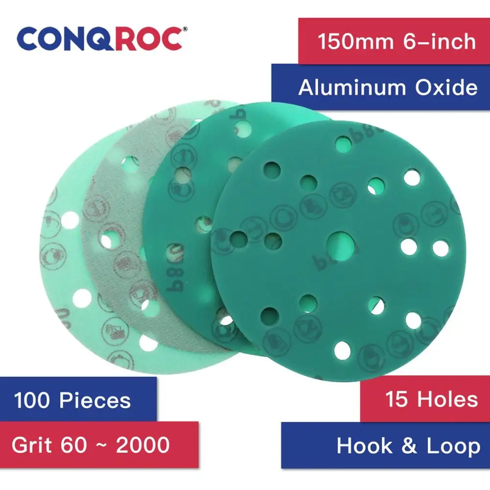 100 шт. 6 дюймовые шлифовальные диски из оксида алюминия 150 мм 15