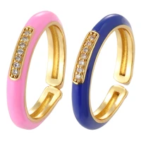 bohemian enamel rings for women micro pave cz rings slim adjustable finger rings fashion korean womens jewelry