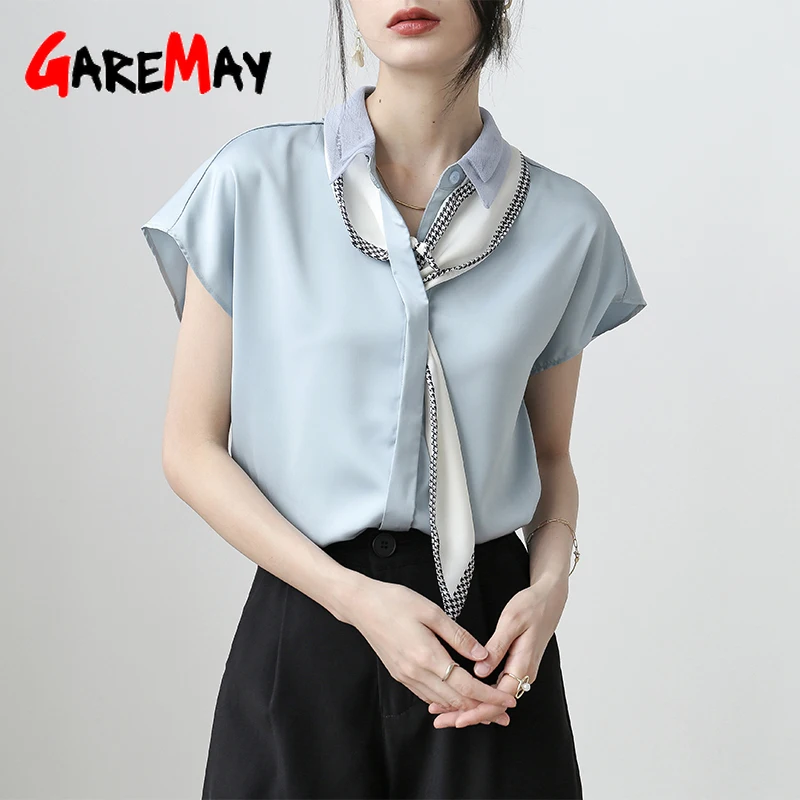 Элегантные белые женские блузки новый летний топ с коротким рукавом шифоновые