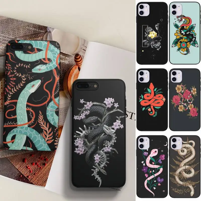 

Hand Snake Flower Snake Painting Coque Shell Phone Case For Iphone 6 6s 7 8 Plus Xr X Xs 11 12 13 Mini Pro Max