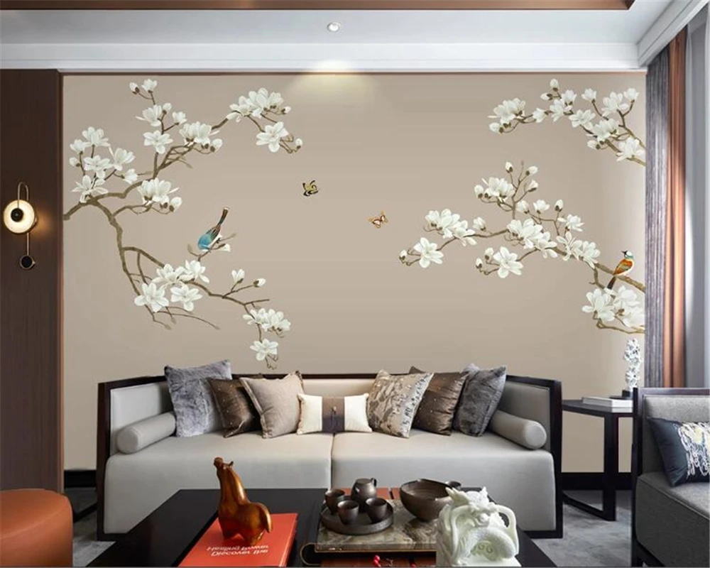 Обои по индивидуальному заказу фото ручная роспись цветы и птицы китайский