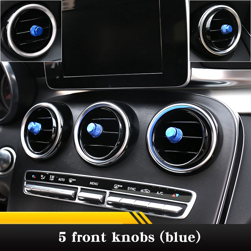 Blue knob 5pcs Для Mercedes glc250 300 260 glc Coupe c-clsaa amg для интерьера автомобиля аксессуары для автомобильных наклеек воздушная розетка яркая полоса - Название цвета: Blue knob 5pcs