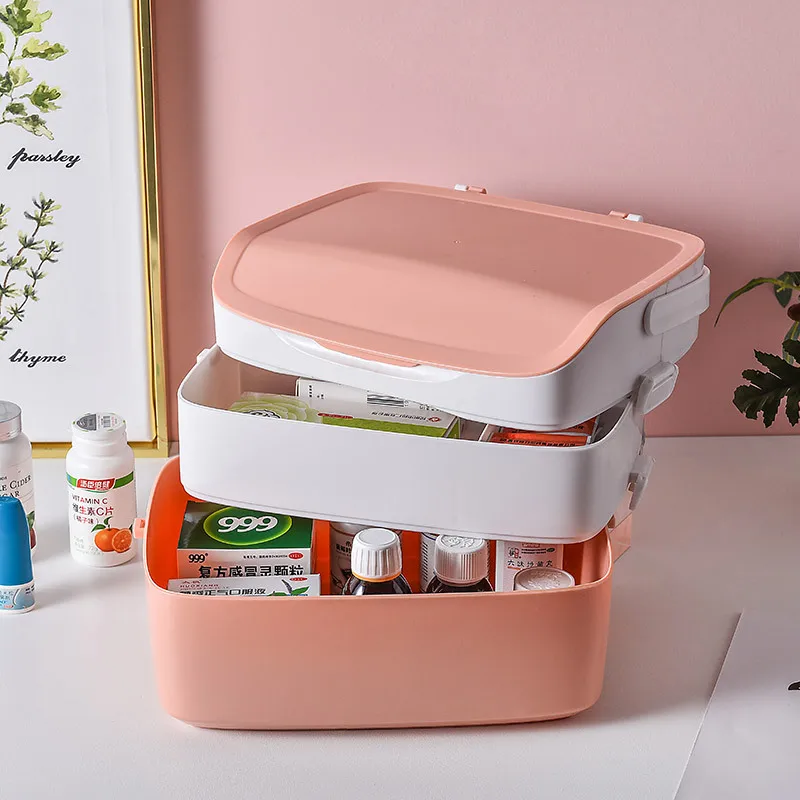 

Portable First Aid Kit 3 Layer Large Capacity Storage Organizer Outdoor Camping Medical Box First Aid Medical Supplies Container
