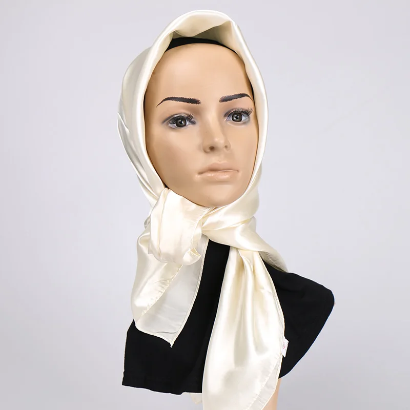 Роскошный шелковый шарф волос сатин платок носовой Муслим женский вуаль Hairscarves