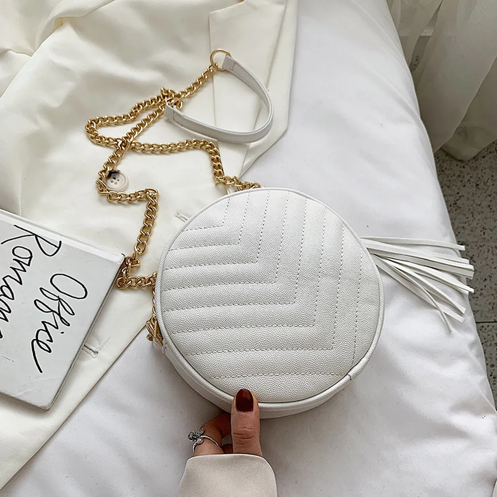 Женская сумка через плечо с круглой цепочкой кожаная сумка-ведро в стиле ретро