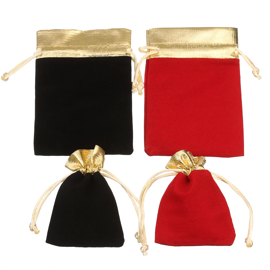 Beadtales 10pcs/lot 7x9cm 9x12cm Gold Color Black Red Velvet Fabric Drawstring Pouches Bags for Jewelry Christmas Gifts Package