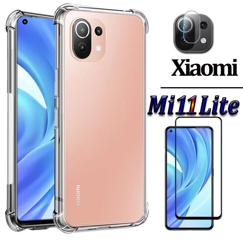 

Cases For Xiaomi Mi 11 Lite Case Silicone+Glass For Xiomi 11 Mi11 Lite Shockproof Back Cover Mi11Light Mi 11 Lite 5G Phone Case
