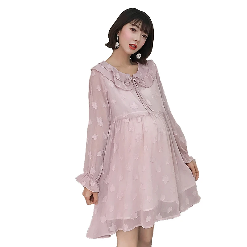 Для беременных женщин милая длинная Свободная шифоновая блуза двухслойная Питер