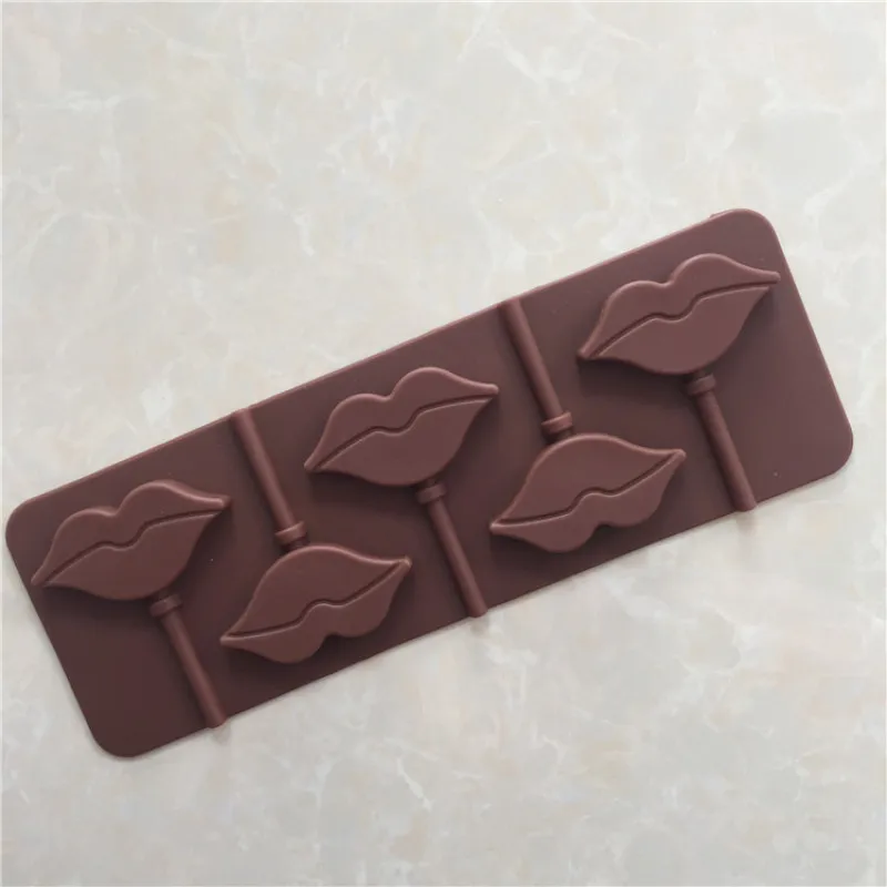 

Food grade 6 cavity Home Bake Diy Tool Lips Silicone Lollipop Mold
