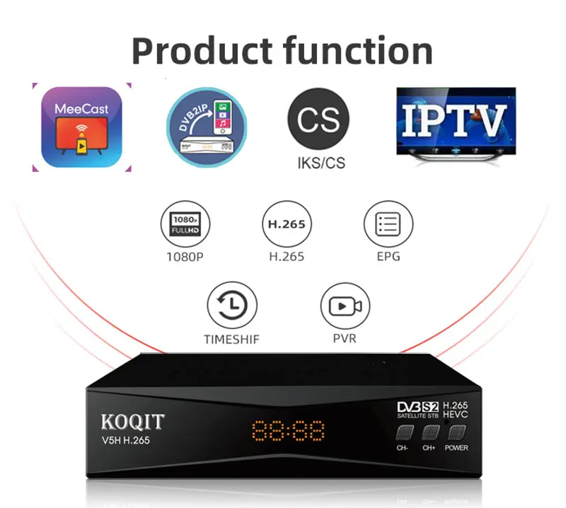 Спутниковый ресивер KOQIT V5H DVB2IP Dvb S2 приемник cs H.265 спутниковый декодер IPTV T2MI H265 HEVC