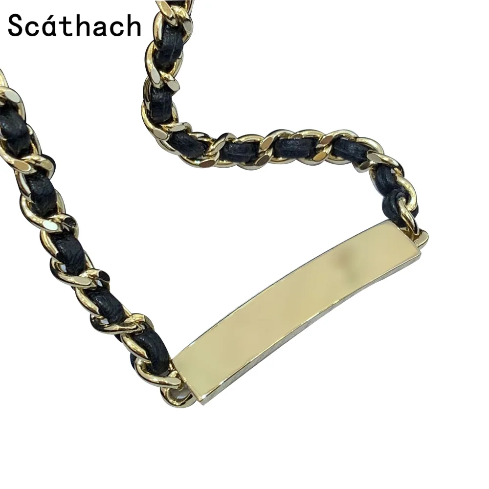 

Fashion High Quality Brand Necklace Luxury Women's Leather Metal Necklace Jewelry Brand Designer Letter C Necklace