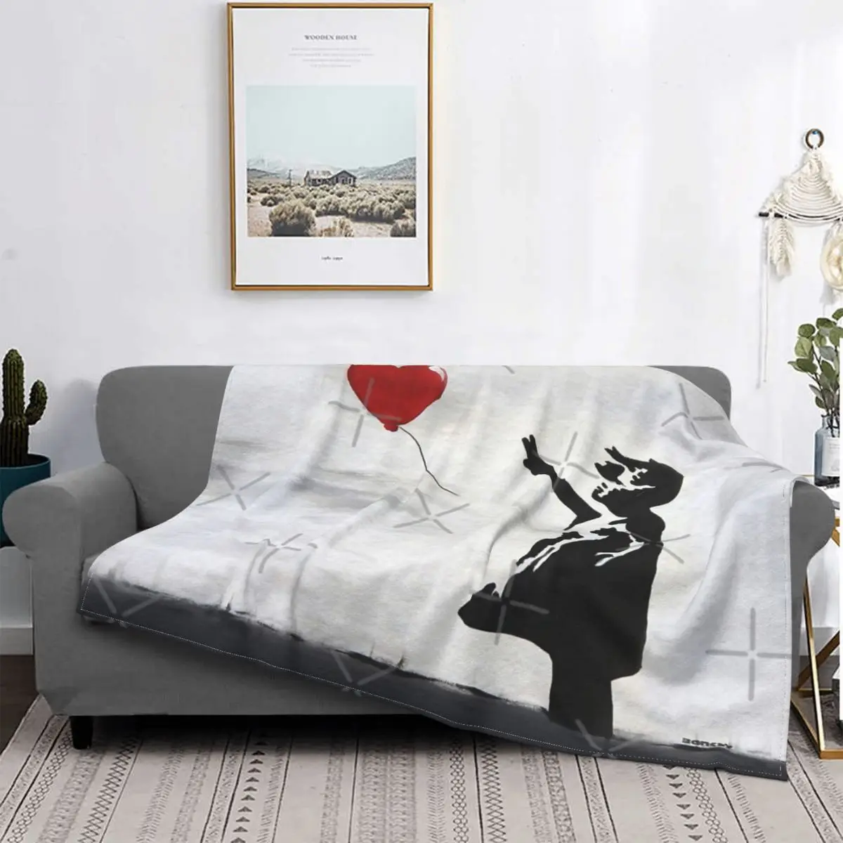 

Banksy Girl-Manta con globos en forma de Heart, для cama colcha, alfombra a cuadros, colcha Heat MICA 150, toalla de playa de l