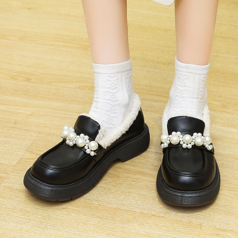 2022 Autumn New Fashion Platfrom Round Head Women's Casual Shoes Metal Decoration Soft Comfortable Square Heel Women's Shoes