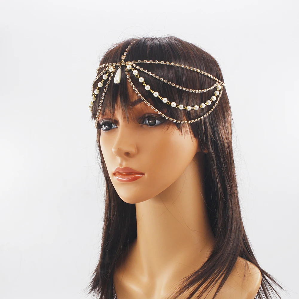 Роскошная Свадебная цепочка для волос на лоб стразы ювелирное украшение свадьбы