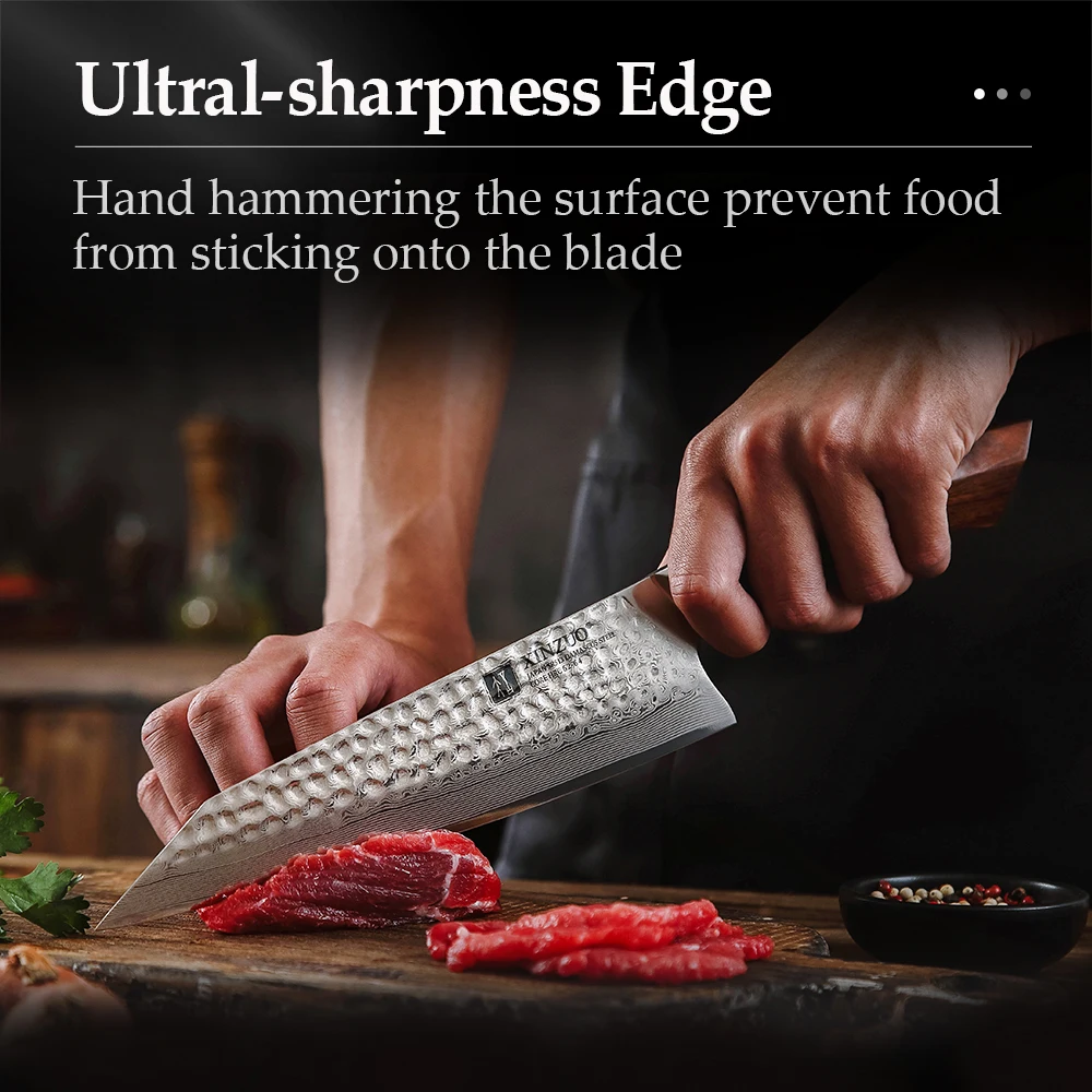 XINZUO 8 5 &quotнож шеф-повара 49 слоев дамасской стали SRS13/R2/SG2 Santoku кухонный нож резак для