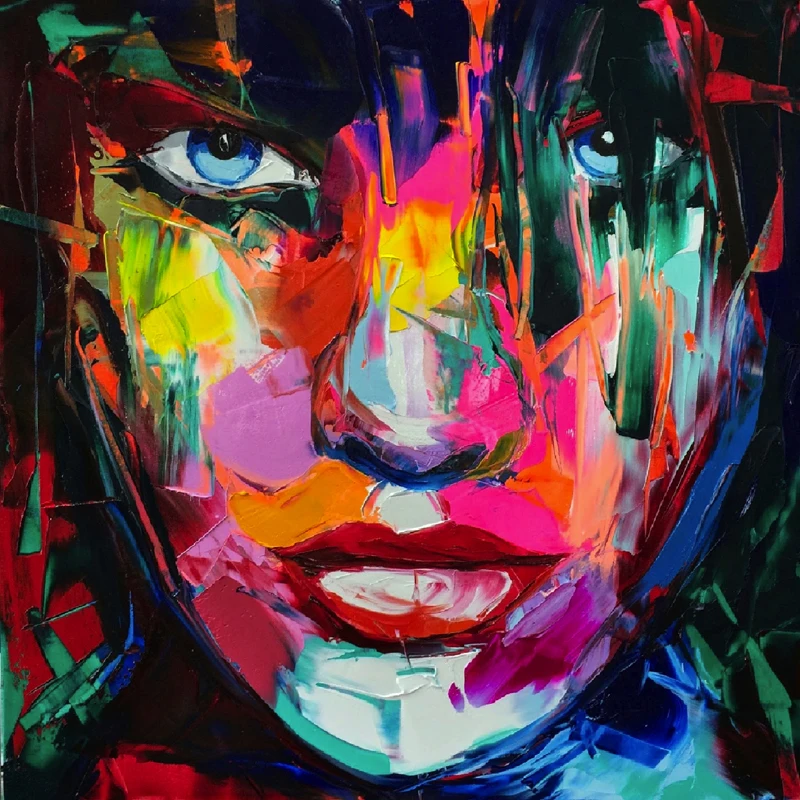 

Francoise Nielly Knife Oil Painting Handmade On Canvas Home Decor Figure Wall Pictures Colorful Face Portrait Artworks