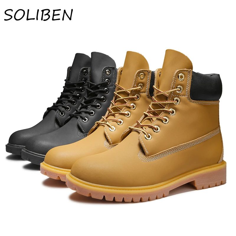 

SOLIBEN мужские ботинки новая модная обувь Мужская Уличная Удобная классическая мужская обувь прочная, долговечная подошва мужские повседнев...