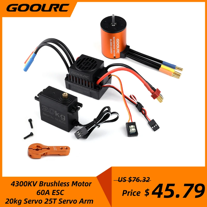 GoolRC 3650 4300KV бесщеточный двигатель 60A ESC 20kg Servo 25T сервопривод для 1/10 RC Car Truck Off-road |