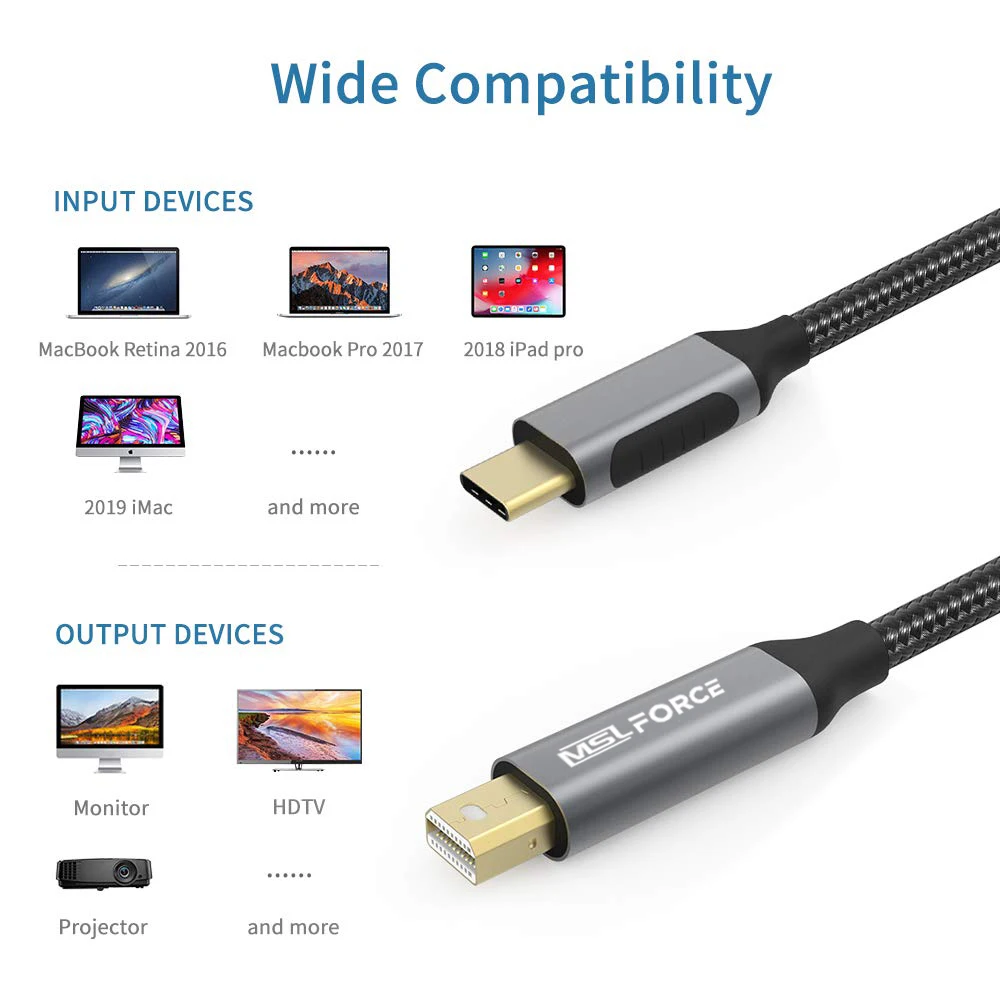 USB TYPE C Thunderbolt 3 совместимый с mini DisplayPort 4k для Macbook Air Pro Samsung dell XPS13 15 Apple cinema display|Кабели
