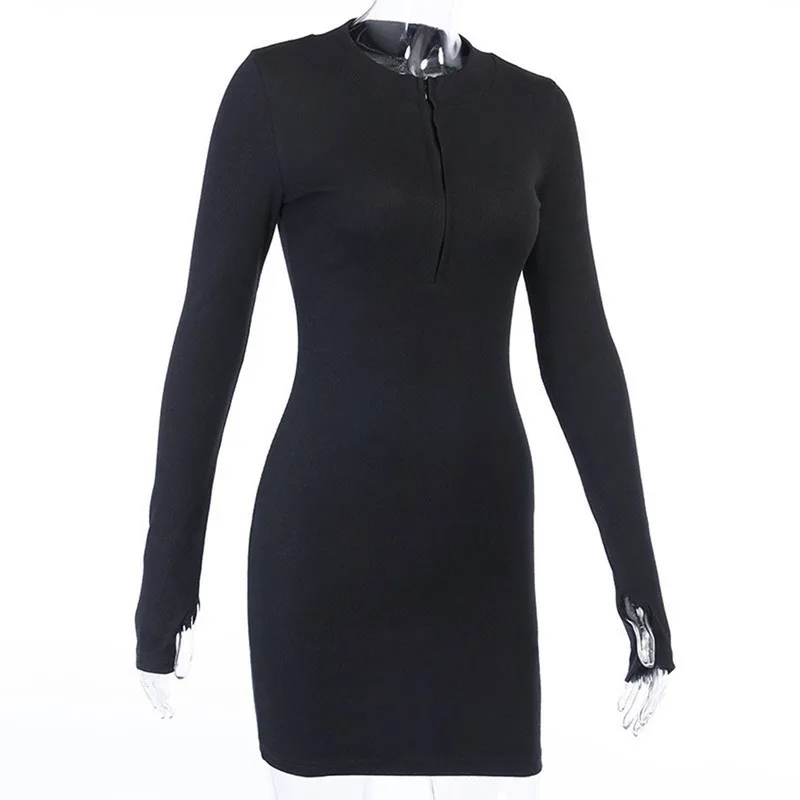 

2020 Women's Autumn Winter Dress Deep V-neck Elastic Party Mini Dress Zipper Hip Dress Sexy Dress Y2k Dress Women Dress