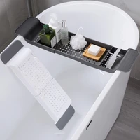 55 78cm adjustable bathtub rack bathtub tray book wine tablet holder reading rack towel storage shelf kitchen sink drain holder
