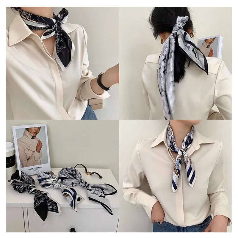 

Square 100% Real Silk Scarf Women Bufanda Shawls Wraps for Lady Neckerchief Natural Foulard Femme Bandana Scarves Pashmina 53cm