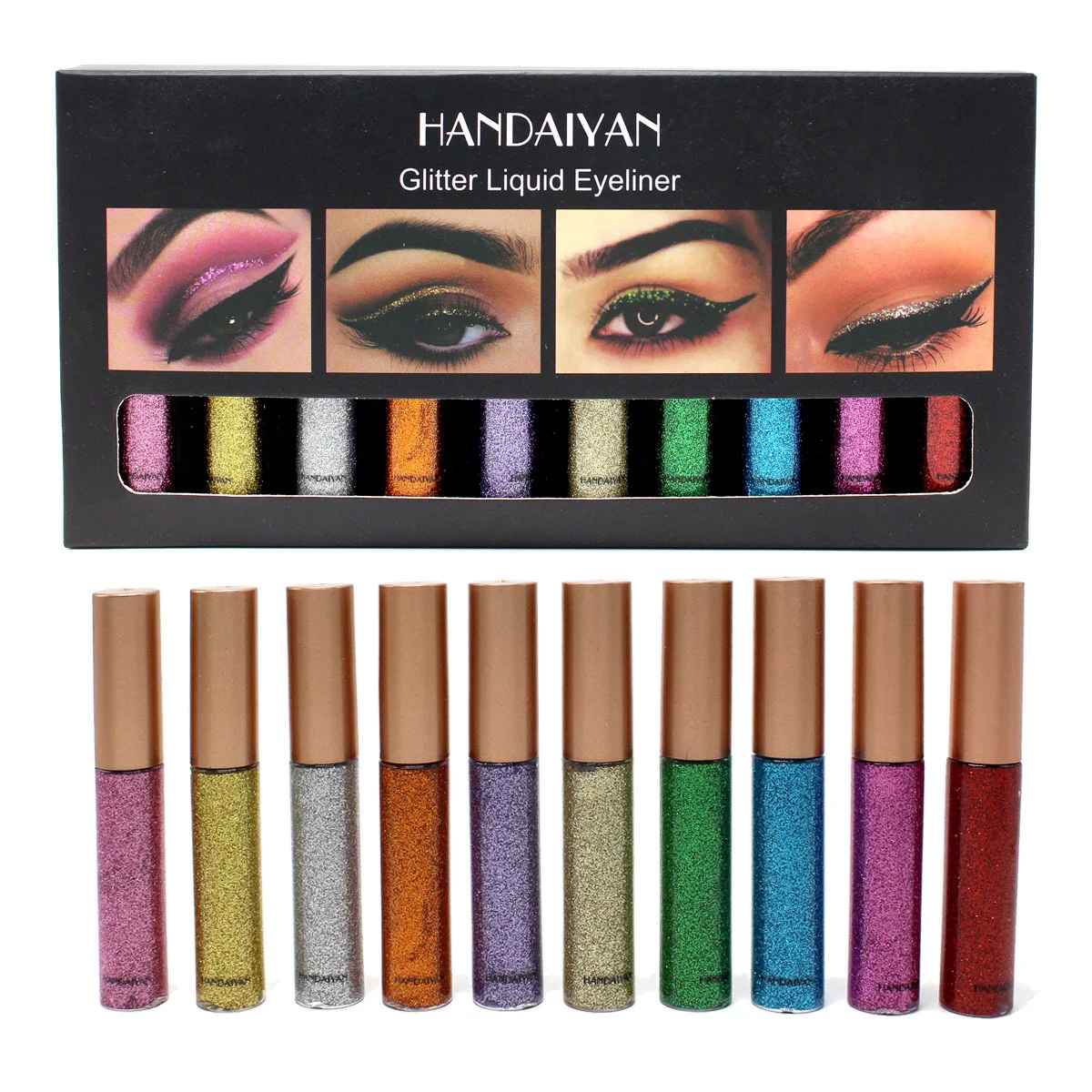 

HANDAIYAN New Shiny Eye Liners Cosmetics for Women Pigment Silver Rose Gold Color Liquid Glitter Eyeliner Cheap Makeup Beauty