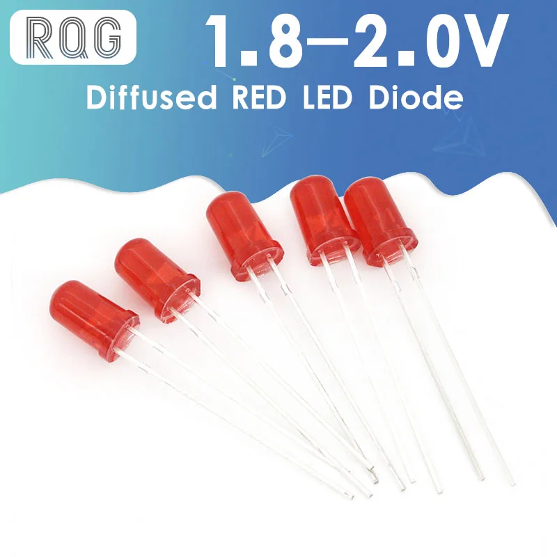 

100pcs 5mm Diffused RED LED Diode DIP Round Wide Angle Through Hole 2 Pin LED Light Emitting Diode Lamp 1.8-2.0V