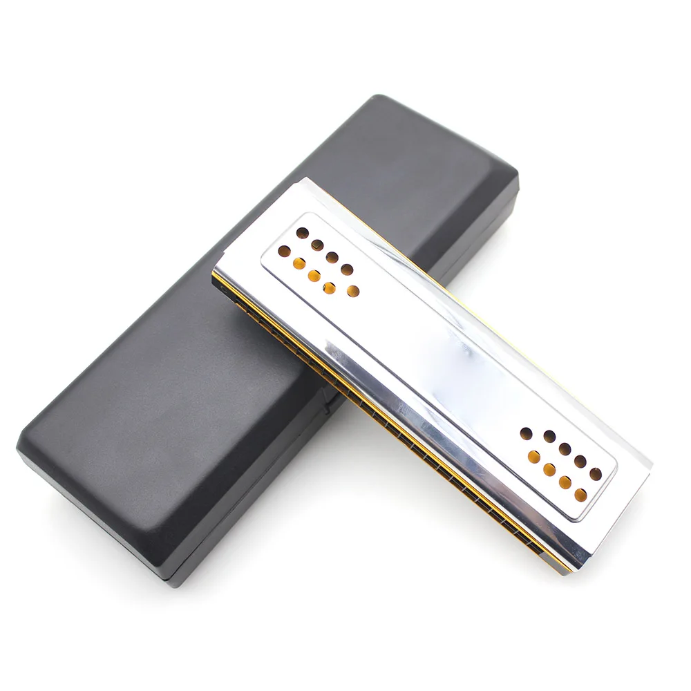 

Swan 2-in-1 Dual-sided Tremolo Harmonica Mouth Organ Dural Key of C&G 24 Double Holes Reed Wind Instrument with Padded Box