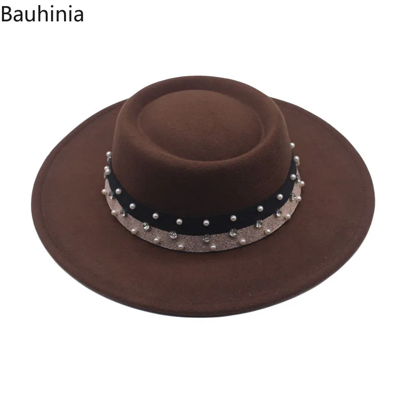 

Bauhinia Fedoras Hat Women 8.5CM Wide BrimTop Felted Hats Street Dancer Hats New Formal Dress Cap Gorras Hombre