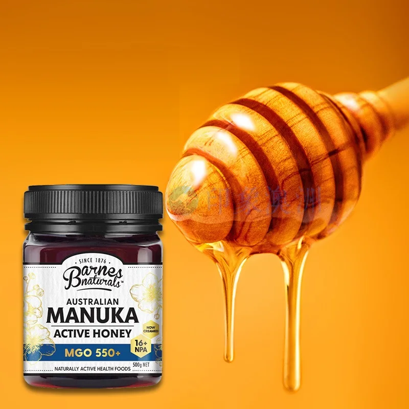 

Австралия, BarnesNaturals, Биоактивный мед Manuka NPA16 + MGO550 + 500 г, пилори, HP, пищевая добавка для здоровья желудка и дыхания