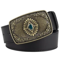 vintage european style belt flower alloy buckle belt women men punk belt for pants jeans plus size 130 115 105cm black white