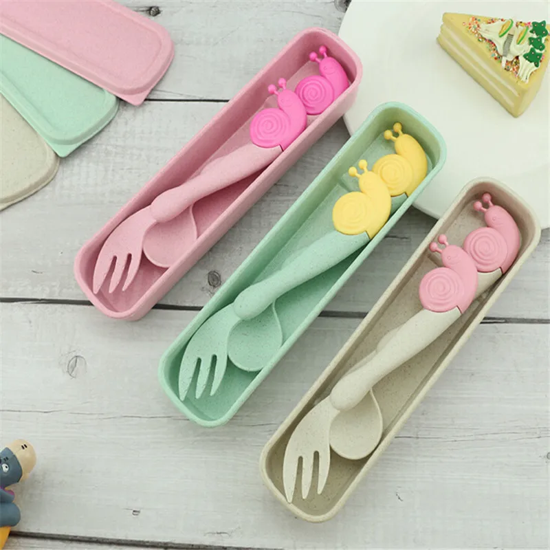 2 шт./упак. детская ложка вилка набор посуды милый мультяшный ребенок портативная