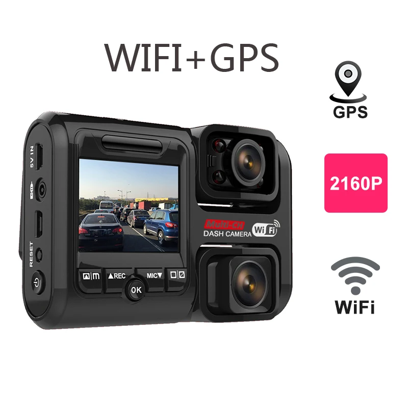 

4K 2160P WIFI GPS Logger Dual Lens Car DVR Novatek 96663 Chip Sony IMX323 Sensor Night Vision Dual Camera Dash Cam Recorder