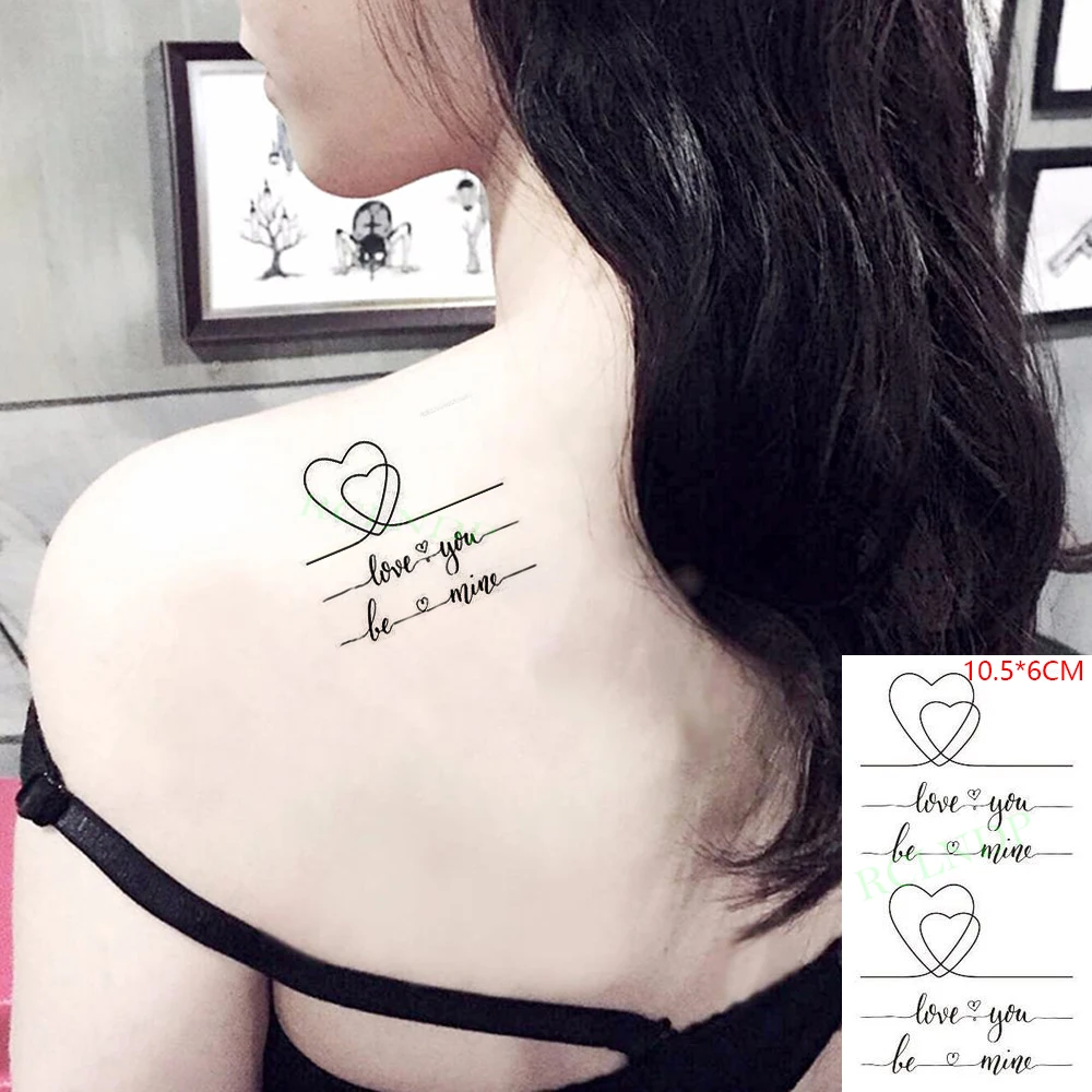 

Waterproof Temporary Tattoo Sticker "love You" Letter Heart Love Pattern Art Tatto Flash Tatoo Fake Tattoos for Men Women