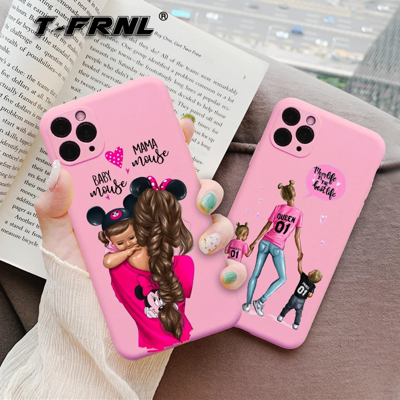 Для fundas iPhone 11 Pro 6 6S 7 8 plus X XS Max XR я люблю маму бледно розовый цвет мобильный телефон