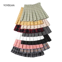 women high waist chic pleated skirts harajuku ladies mini skirt with shorts sweet girls plaid skirts preppy style sailor skirt