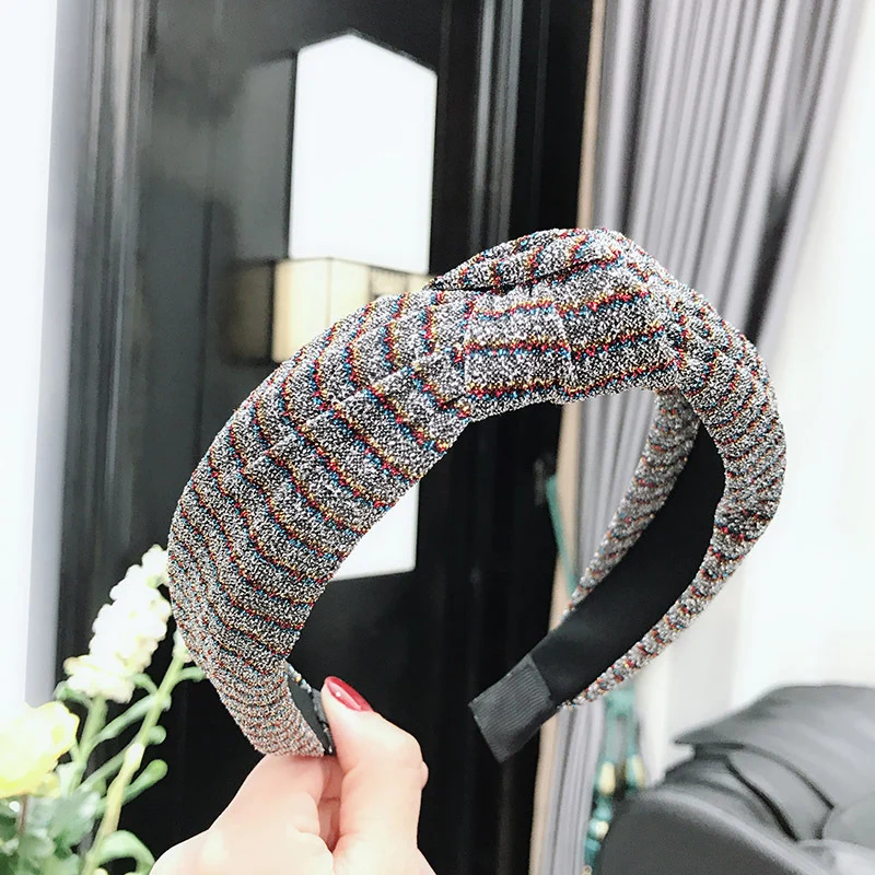 Ободок для волос с перекрестным узлом блестящий обруч из блестящей