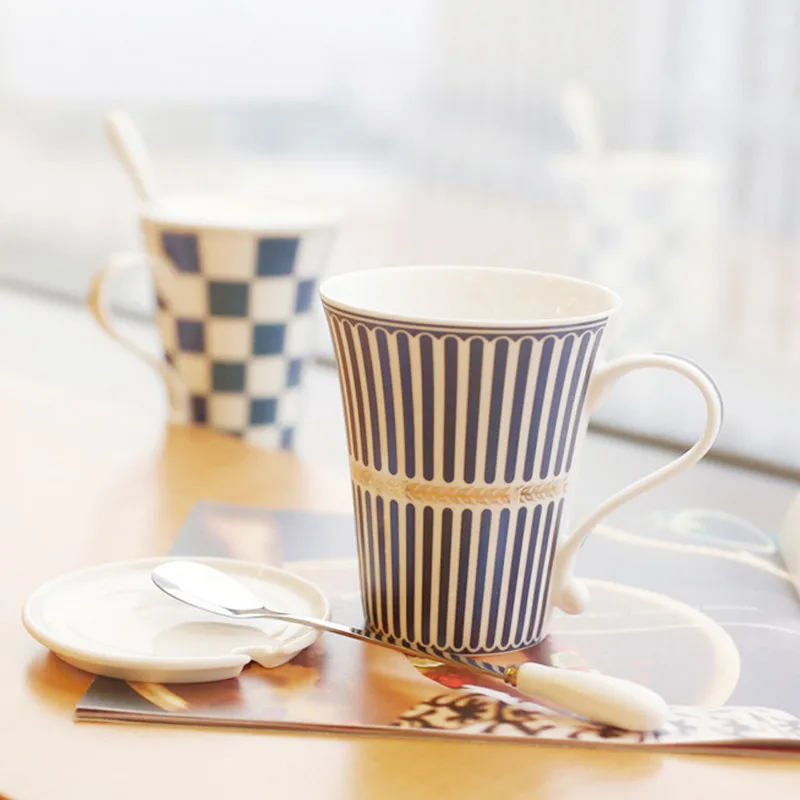 

Mode Keramische Paar Cup Koffie Cup Reizen Cup Auto Cup Cover Met Lepel