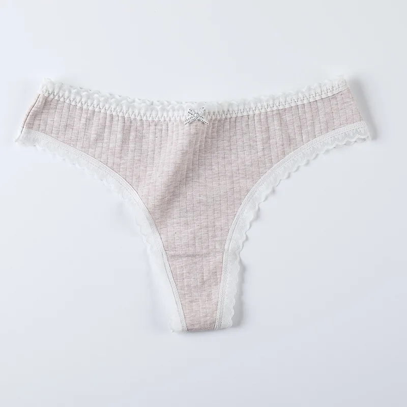 

3pcs Cotton G-string Lace Underwear Women Sexy Thong Panties Low Waist Underpants