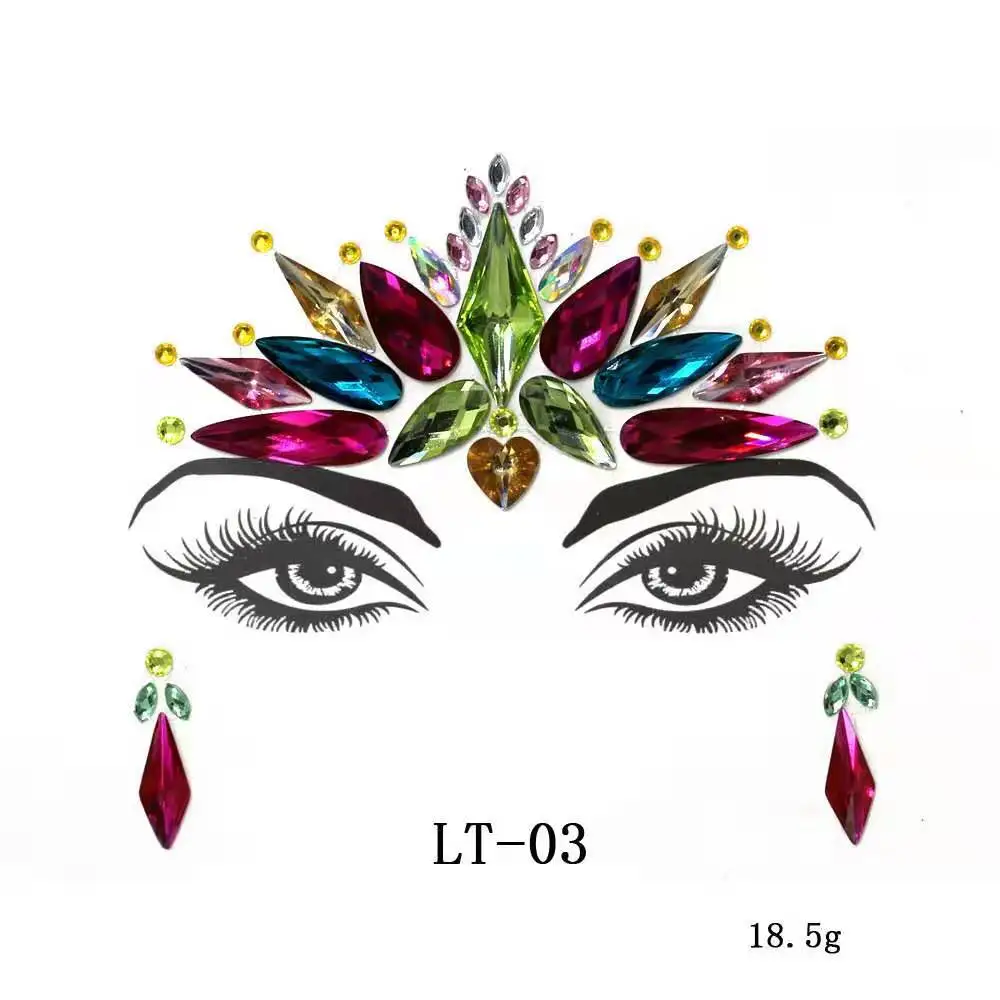 LT064 Музыкального фестиваля Для женщин DIy Уход за кожей лица драгоценные камни стразы Красота глиттера татуировка для ночного клуба вечерние производительность, ювелирное изделие для тела, инструменты для макияжа - Цвет: LT064