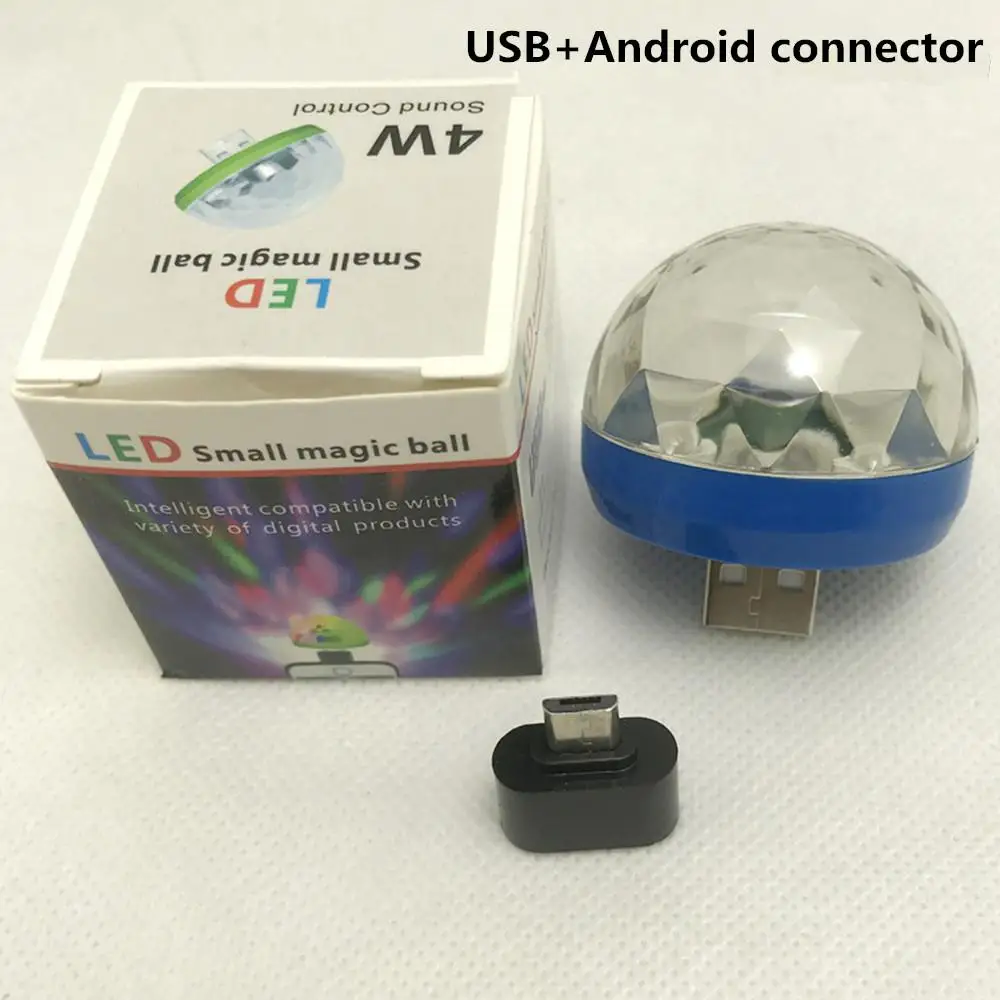 Мини USB красочные светодиодные диско-фонари портативный кристалл магический шар сценический светильник с адаптер для Android телефон вечерние свет
