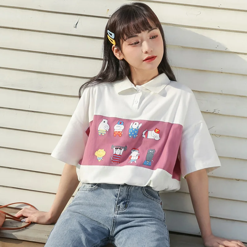 Футболка поло светло 2021 новая Студенческая свободные рубашки натуральный хлопок