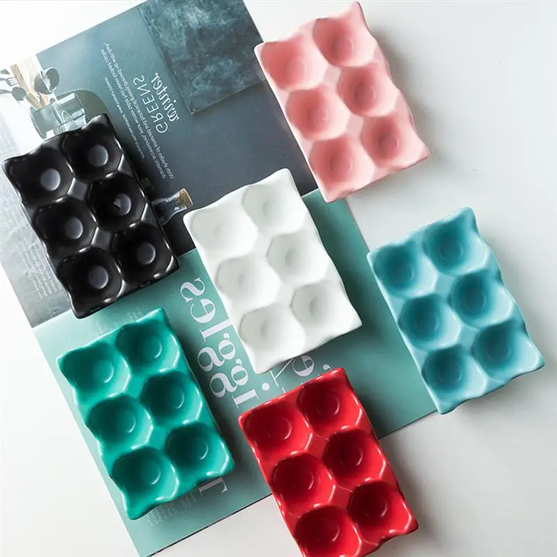 Полка для хранения яиц керамическая креативная Нескользящая подставка с 6