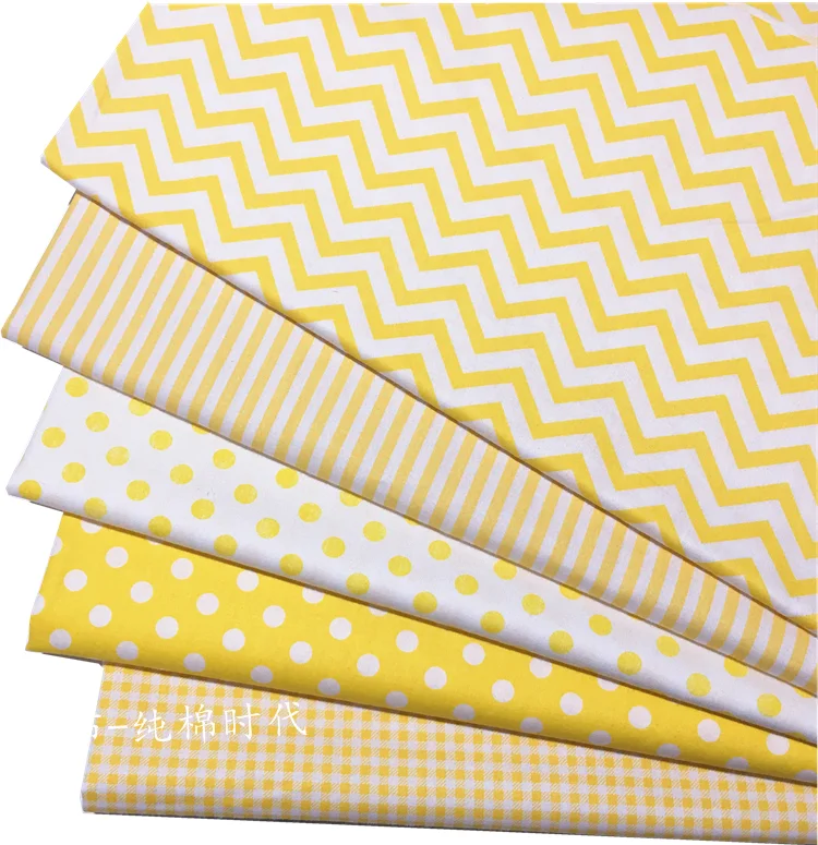 Комплект желтой ткани хлопковая саржевая ткань с принтом клетчатая волнистая