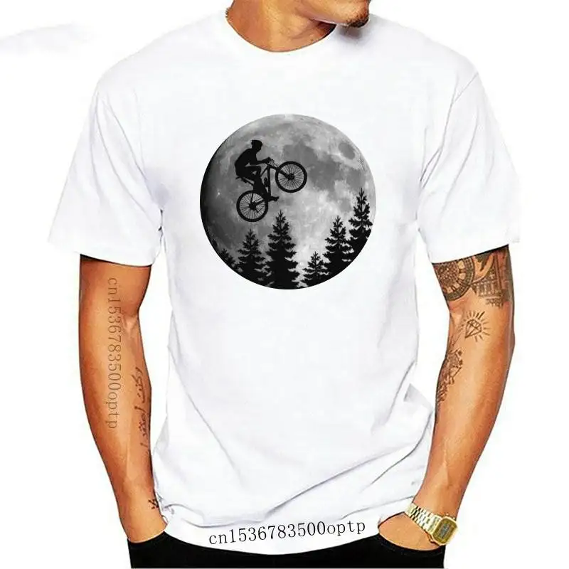 

New Cool Moon Mountain Bike T-shirt Men Short-Sleeve MTB Biker Tshirt Cyclist Graphic Tee Pre-shrunk Cotton Biking Rider Shirts